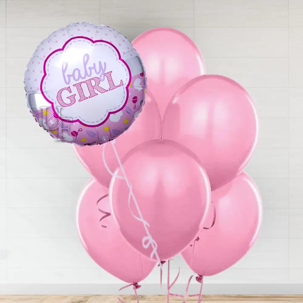Baby Girl & Pink Latex Balloons