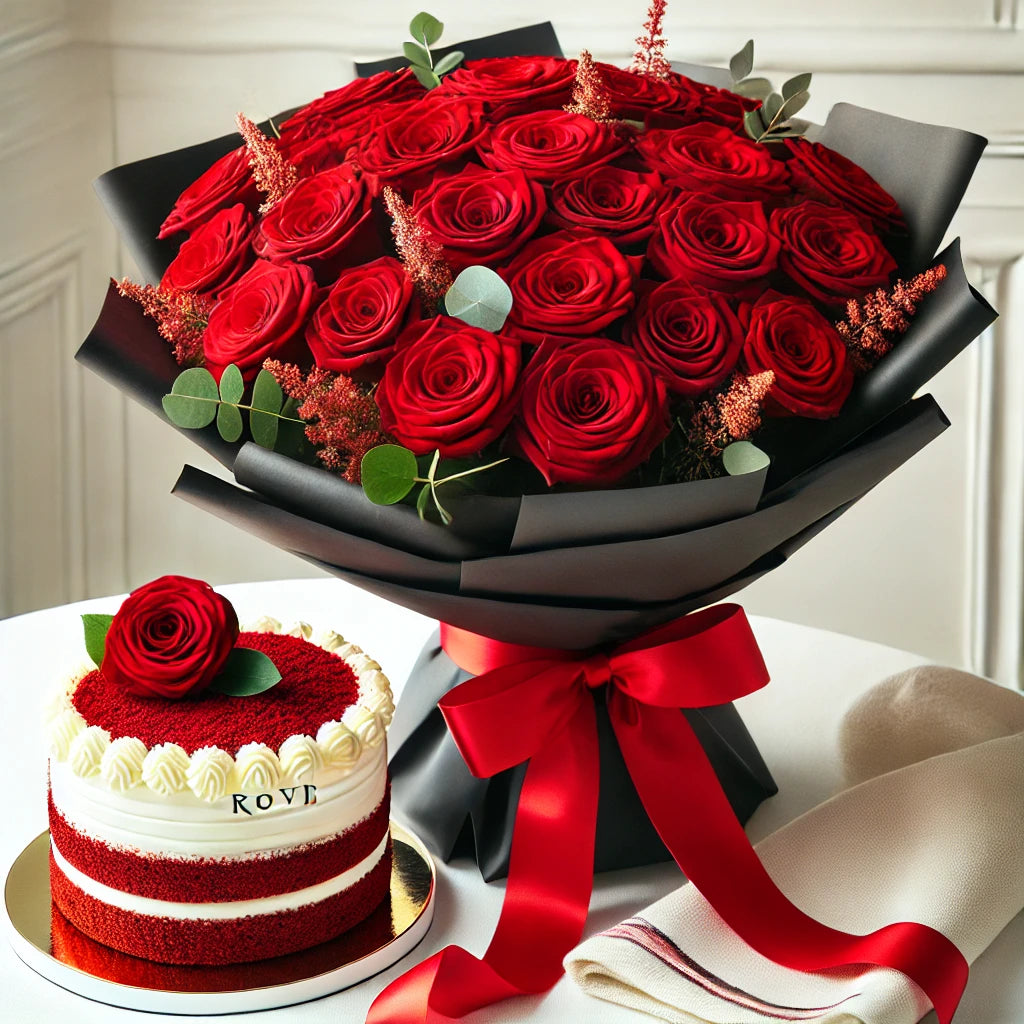 Ultimate Romance Rose & Cake Set