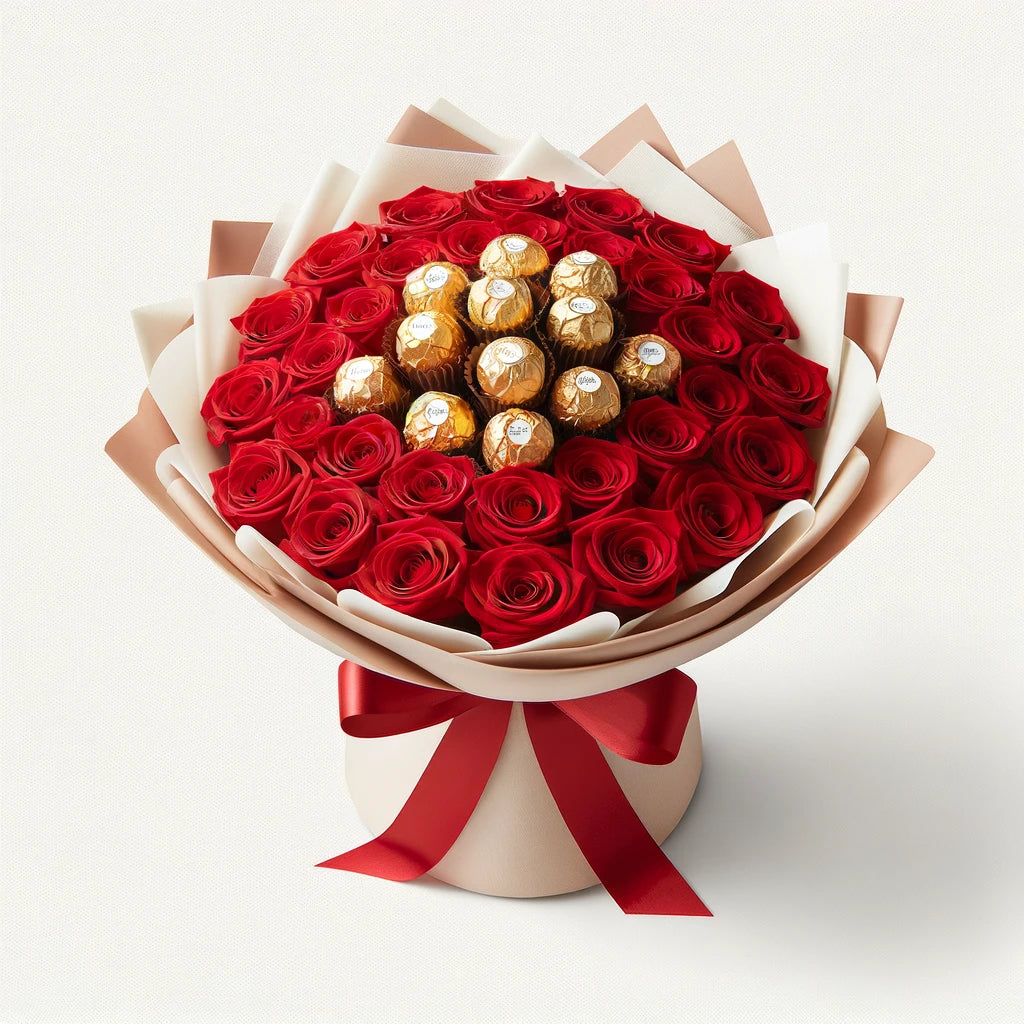 Golden Love Chocolate Rose Bouquet