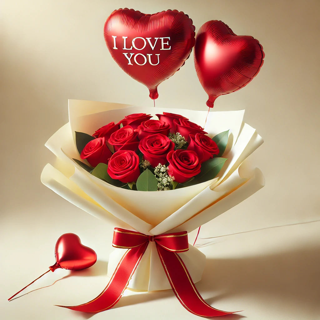 Eternal Love Rose & Balloon Bouquet