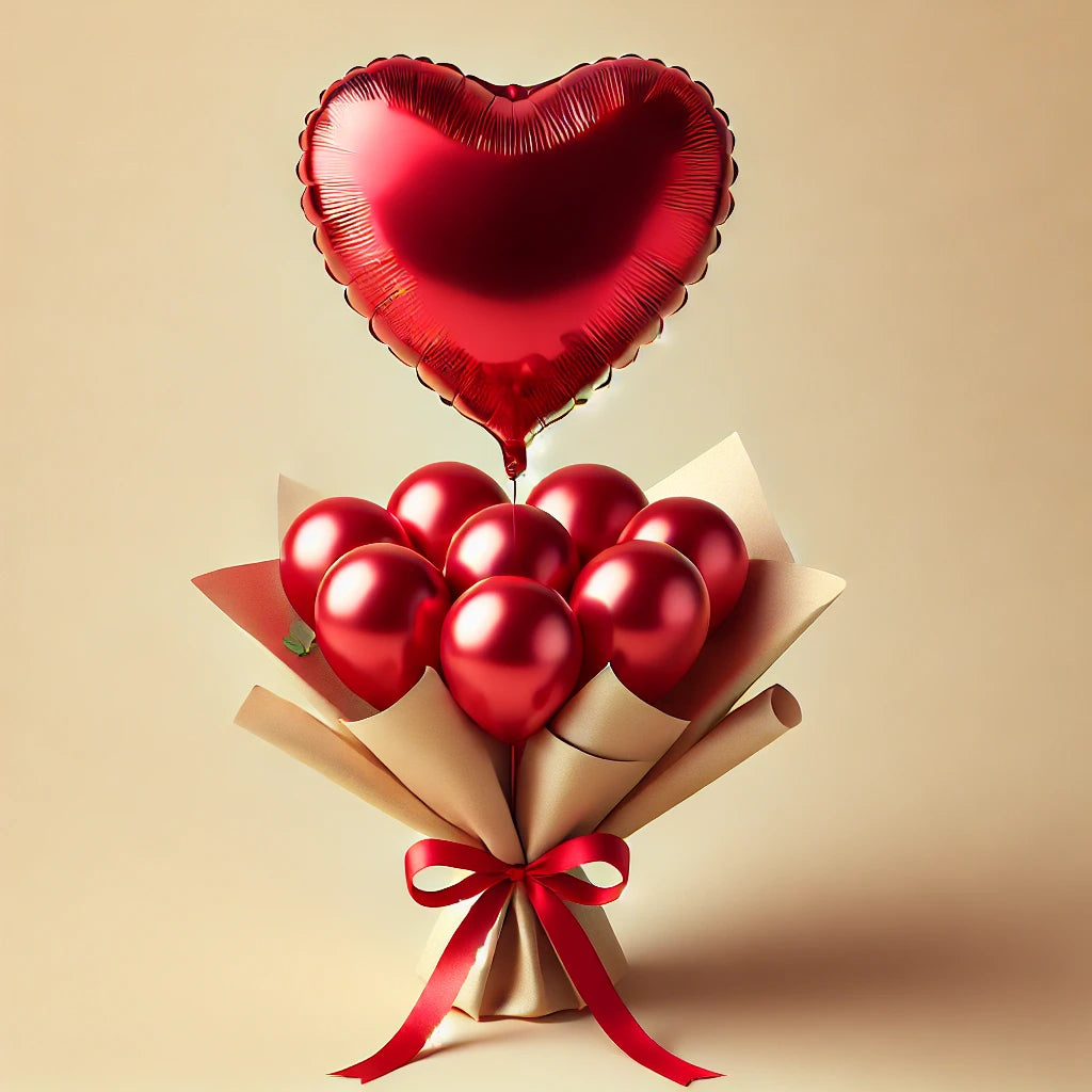 Red Heart Balloon Bouquet (not helium)
