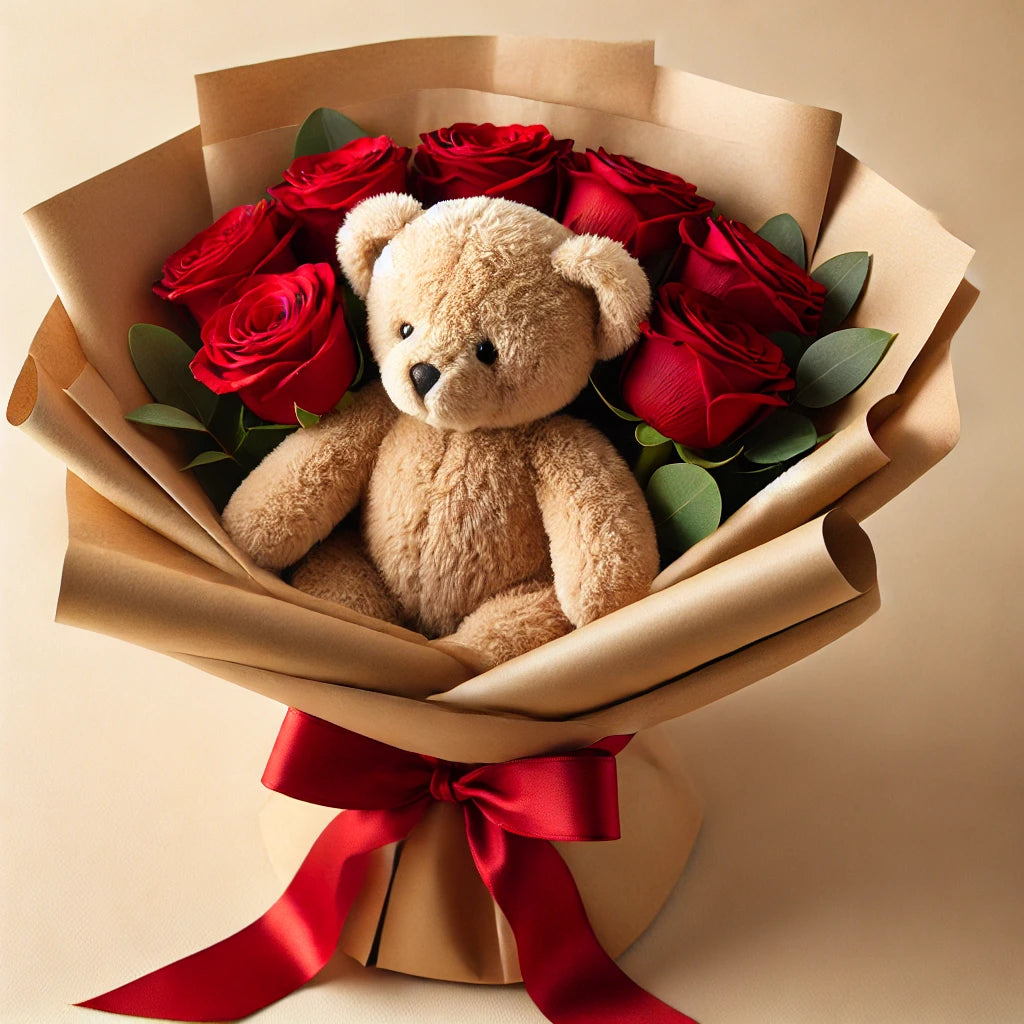 Teddy Love Rose Bouquet