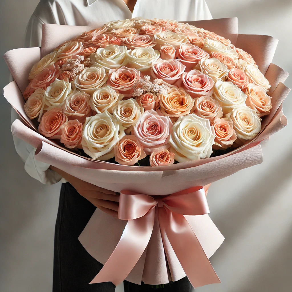 Soft Grace - 50 Light Pastel Roses Bouquet