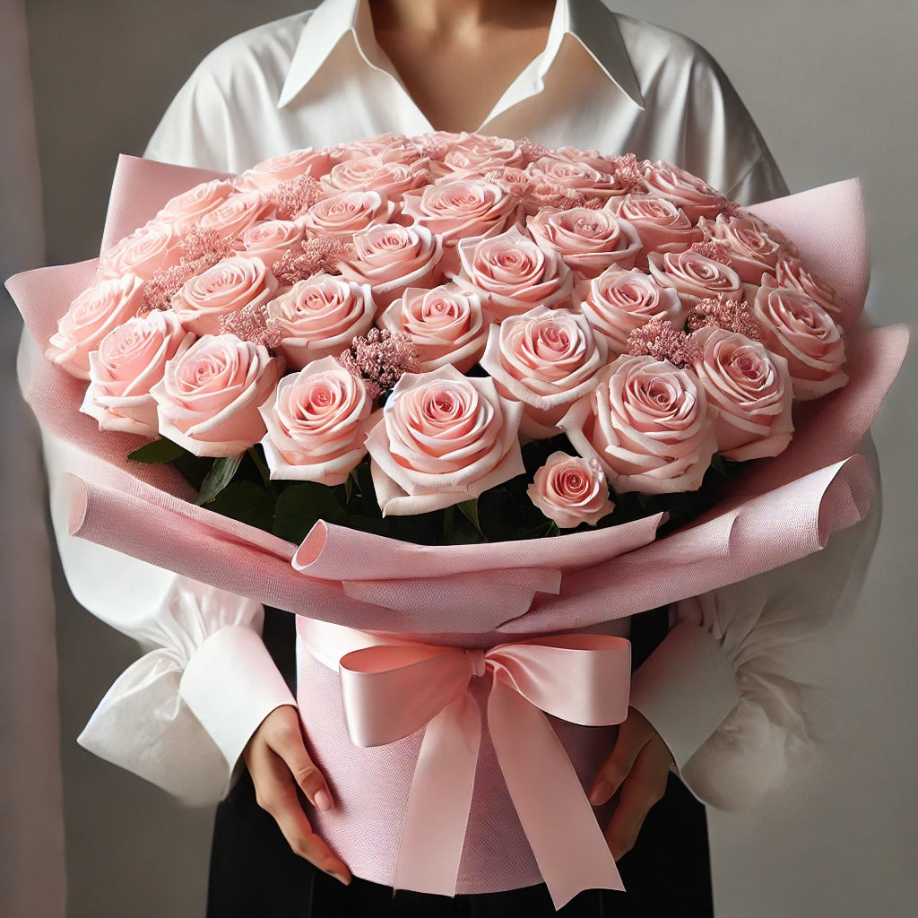Pure Bliss - 50 Pink Roses Bouquet