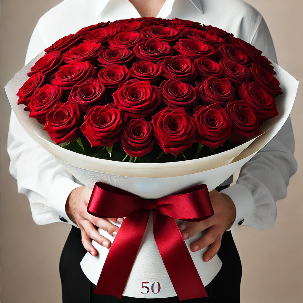 Eternal Passion - 50 Red Roses Bouquet