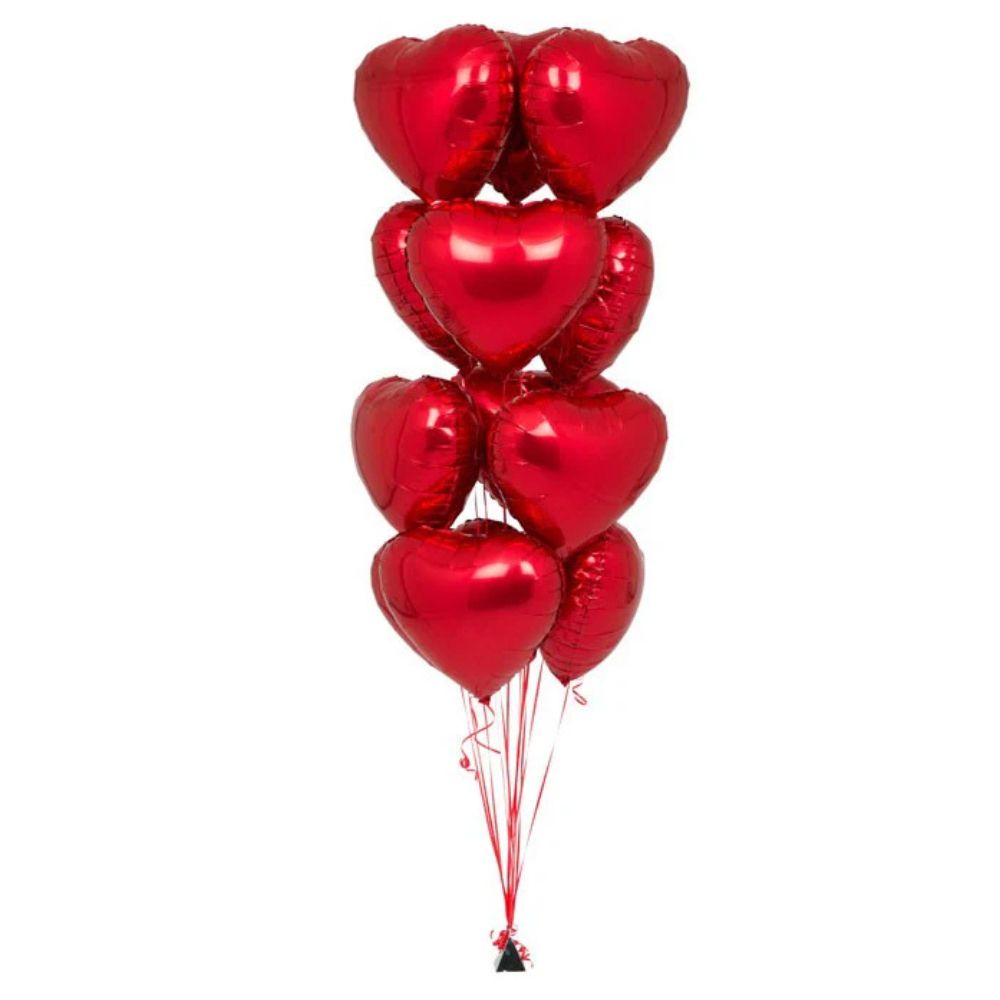 Floating 10 Hearts Balloon Bouquet