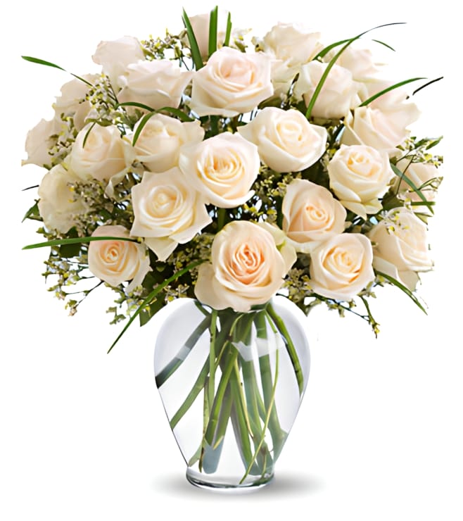 Pure Elegance 24 White Rose arrangement