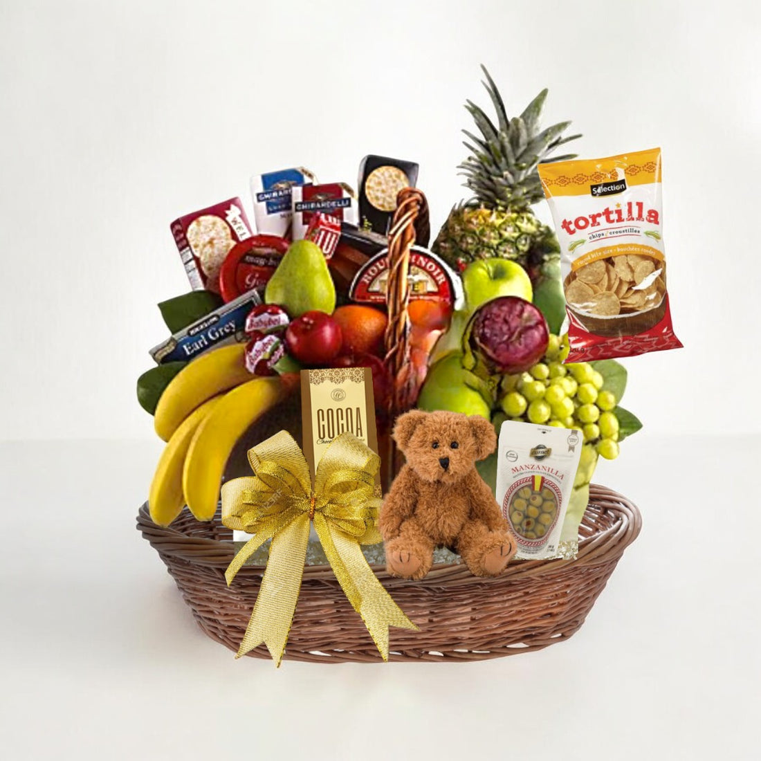 Ultimate Gourmet & Fruit Basket with Teddy