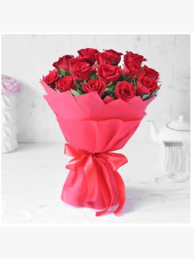 Radiant 12 Red Rose Bouquet