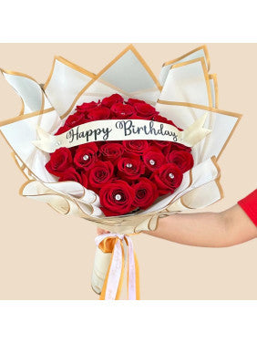 Elegant Red Rose Birthday Bouquet
