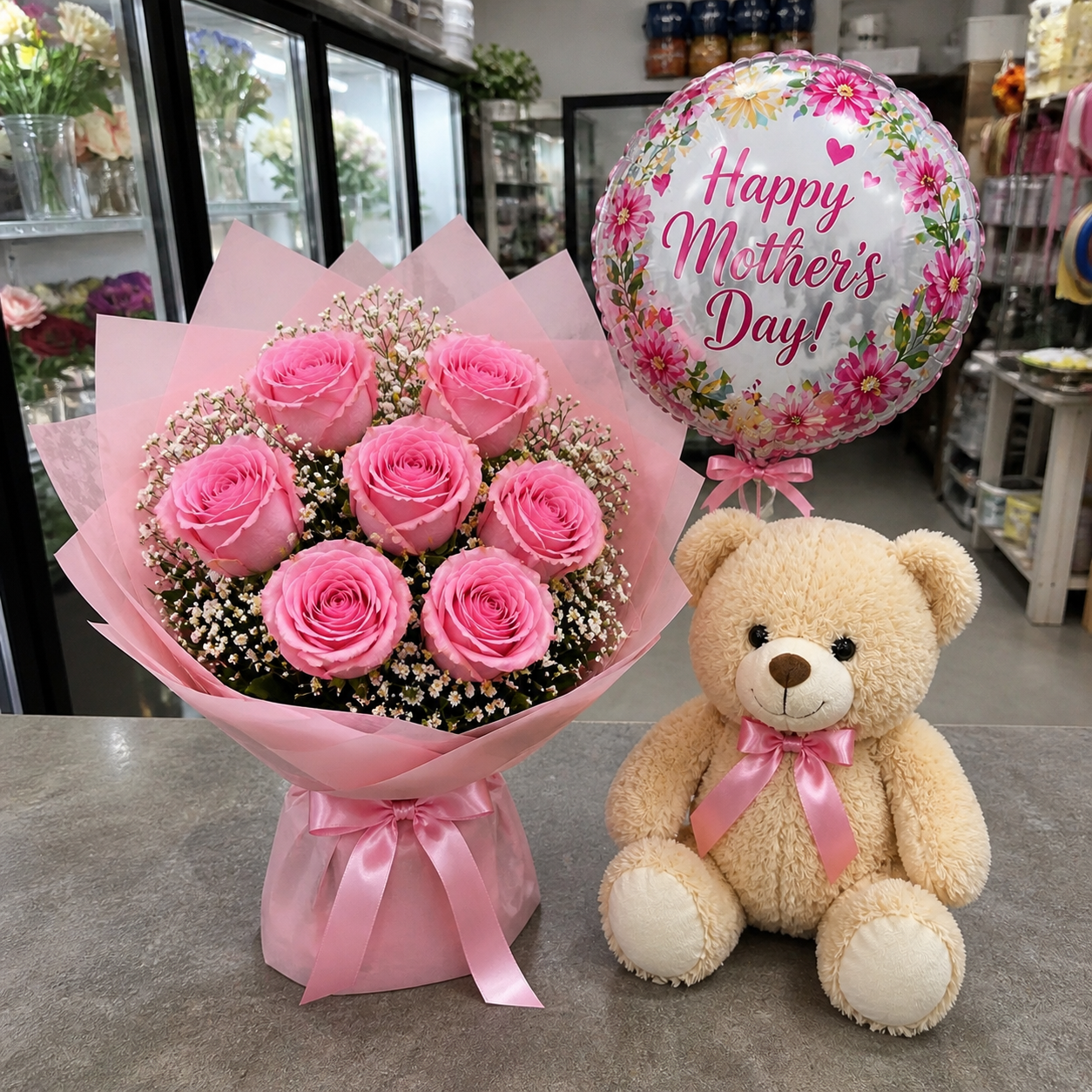 Mother’s Day Pink Roses Gift Set