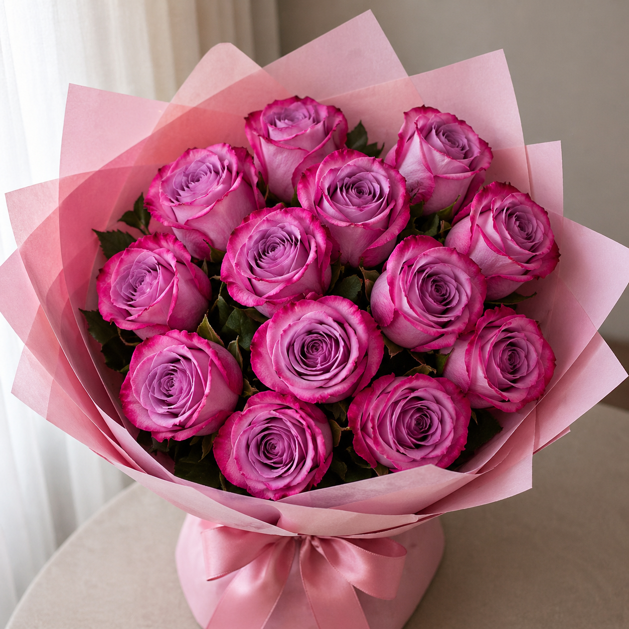 Premium Deep Purple Roses Bouquet