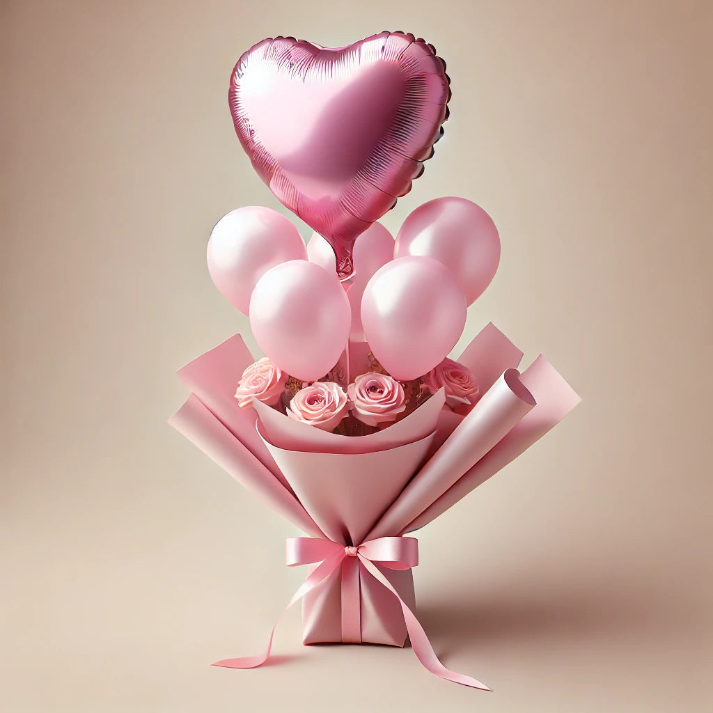 Pretty in Pink Balloon &amp;amp; Rose Bouquet