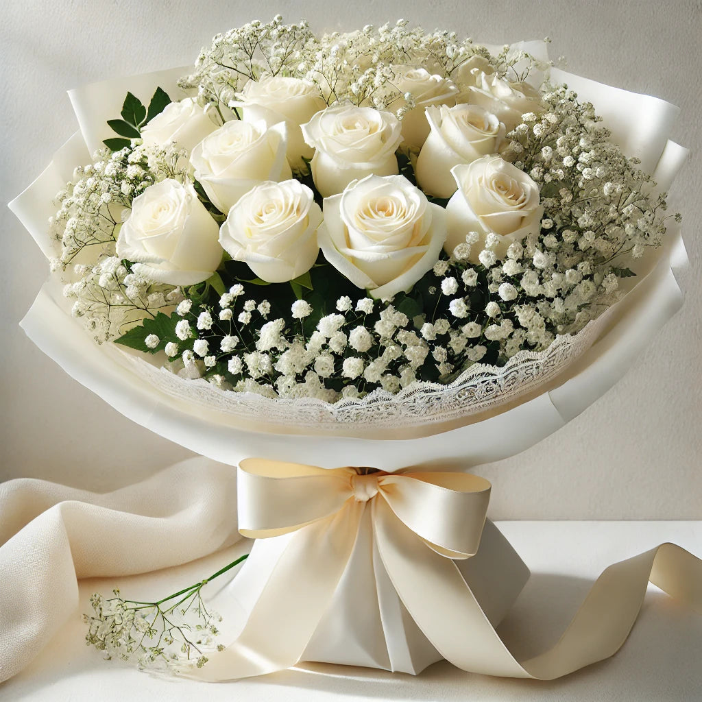 Classic 12 White Roses Bouquet