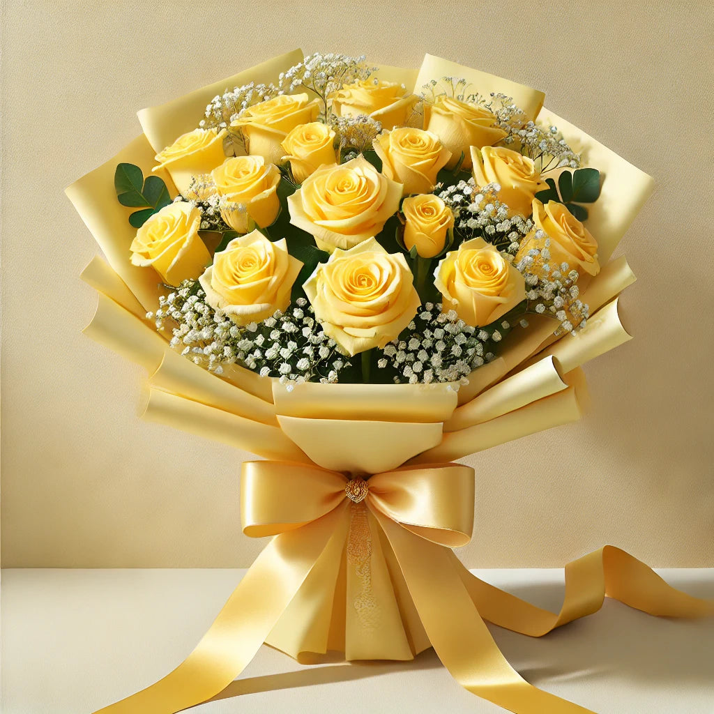 Radiant 12 Yellow Roses Bouquet