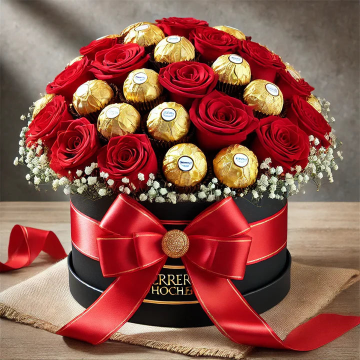 Red Roses &amp; Ferrero Rocher Luxury Box