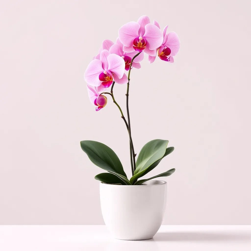 Elegant Pink Orchid in White Ceramic Pot