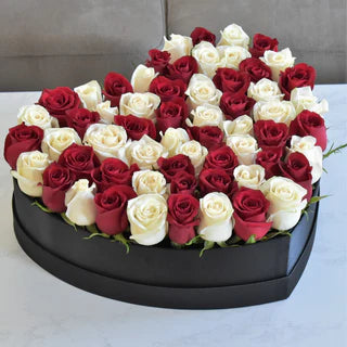 Eternal Love Heart red &amp; white Rose Box